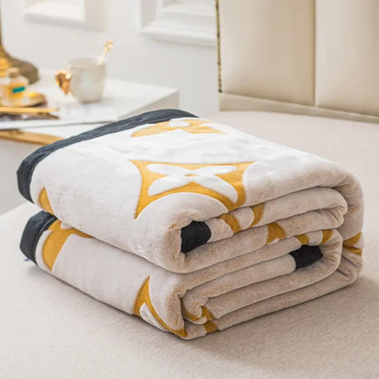 ☁️ Embroidered Milk Fleece Throw Blanket, Soft Single‑Layer Sofa & Bed Blanket, Cozy Home Gift
