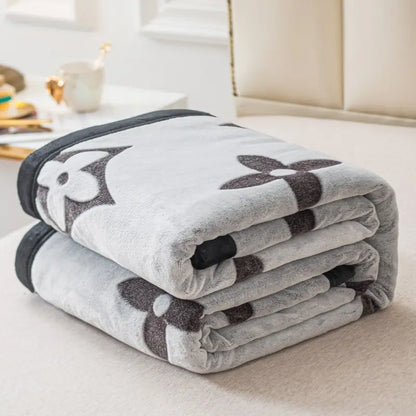 ☁️ Embroidered Milk Fleece Throw Blanket, Soft Single‑Layer Sofa & Bed Blanket, Cozy Home Gift