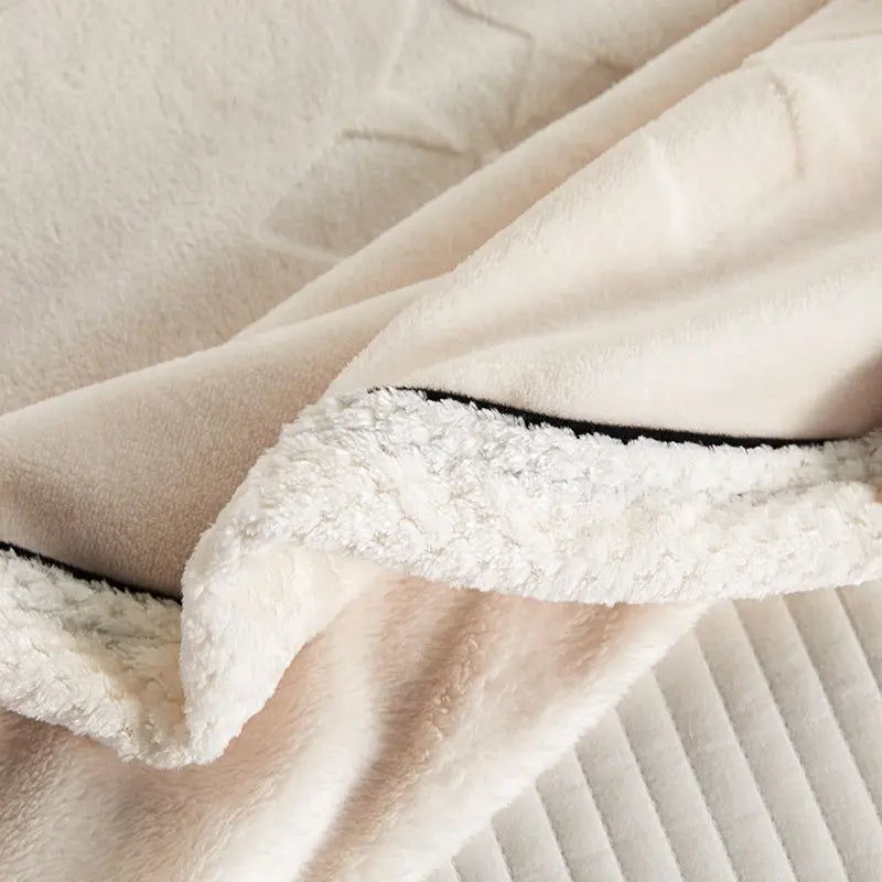 ☁️ Embroidered Milk Fleece Throw Blanket, Soft Single‑Layer Sofa & Bed Blanket, Cozy Home Gift